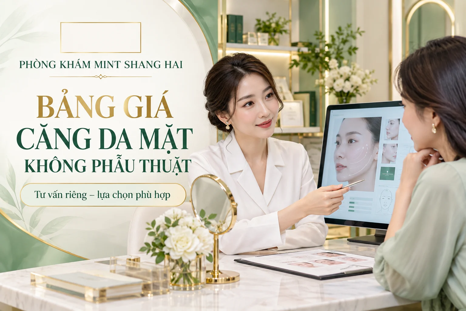 Bảng giá căng da mặt không phẫu thuật: so sánh phương án và lưu ý an toàn.
