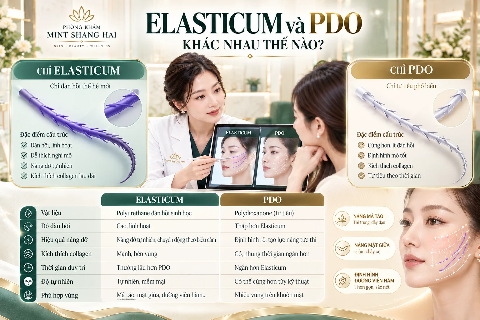 Elasticum và PDO khác nhau thế nào: nhận diện tên sản phẩm và vật liệu.