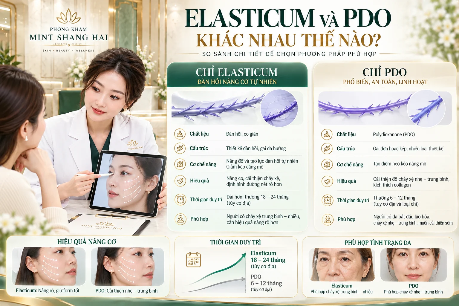 Elasticum và PDO khác nhau thế nào: cân nhắc nguy cơ theo phương án.
