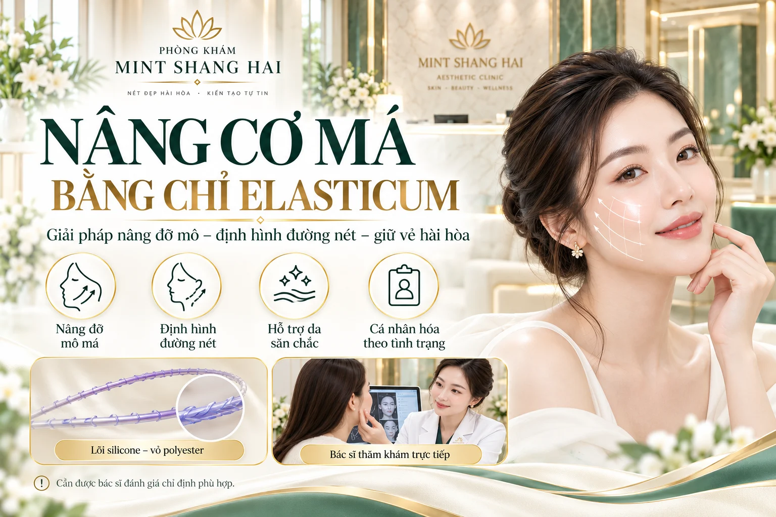 Nâng cơ má bằng chỉ Elasticum: mô tả nhu cầu vùng má.