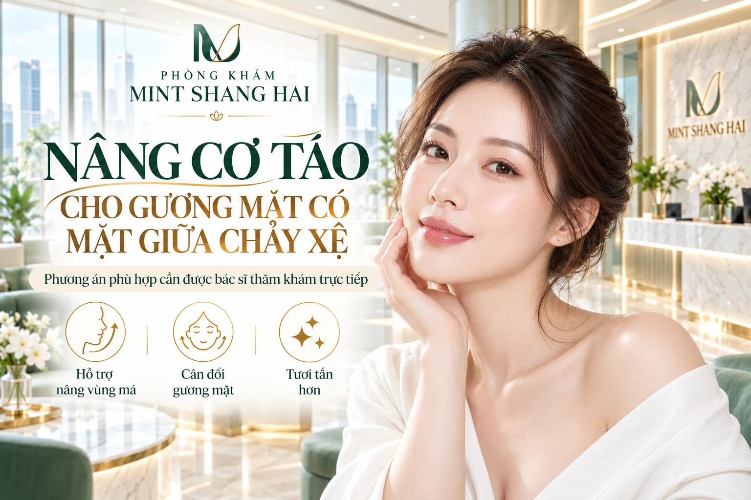 Nâng cơ táo cho mặt giữa chảy xệ cần phân biệt vị trí mô, thể tích và độ lỏng da.