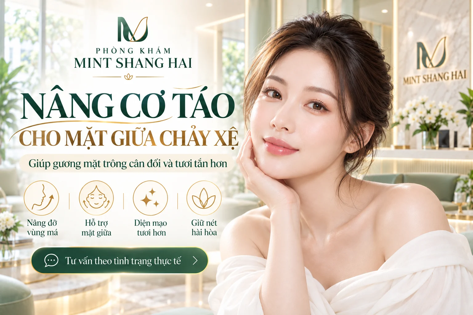 Nâng cơ táo cho mặt giữa chảy xệ và việc xác định phạm vi can thiệp.