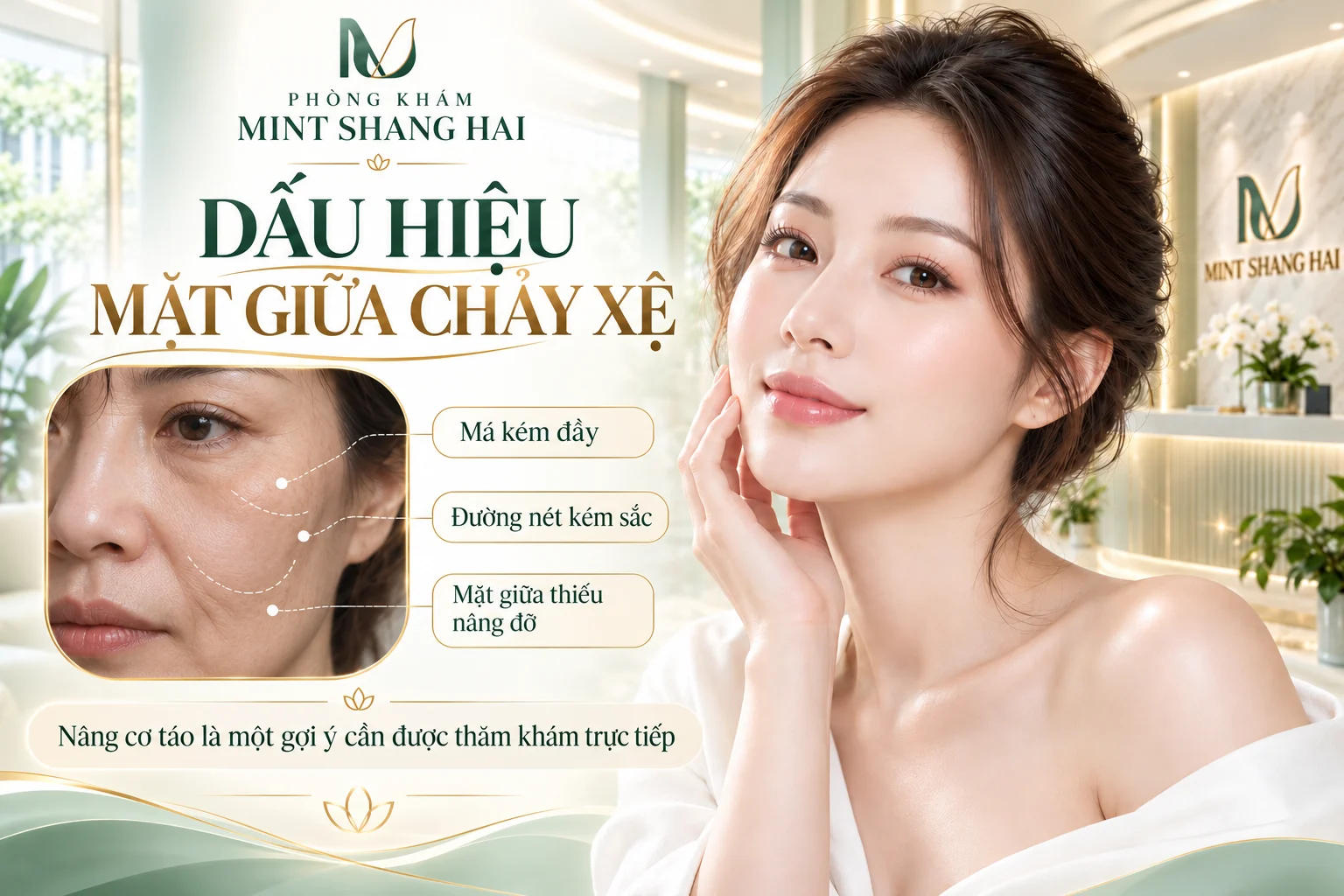 Nâng cơ táo cho mặt giữa chảy xệ cần được giải thích rủi ro và kế hoạch theo dõi.