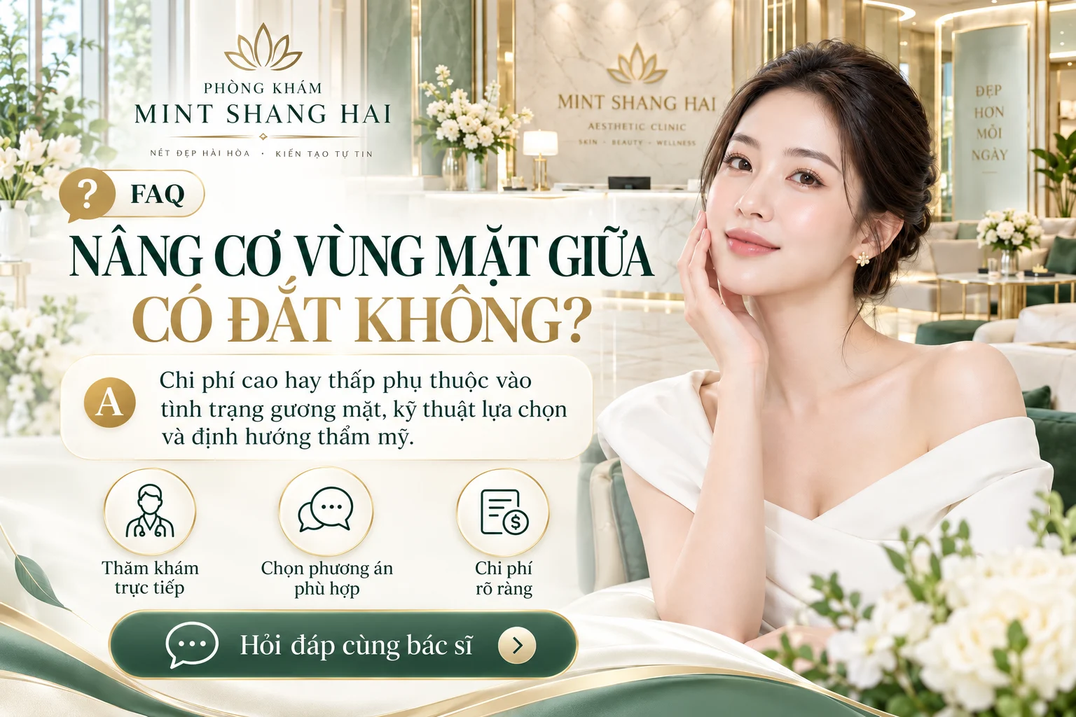 Nâng cơ vùng mặt giữa giá bao nhiêu: rãnh lệ và vùng má.