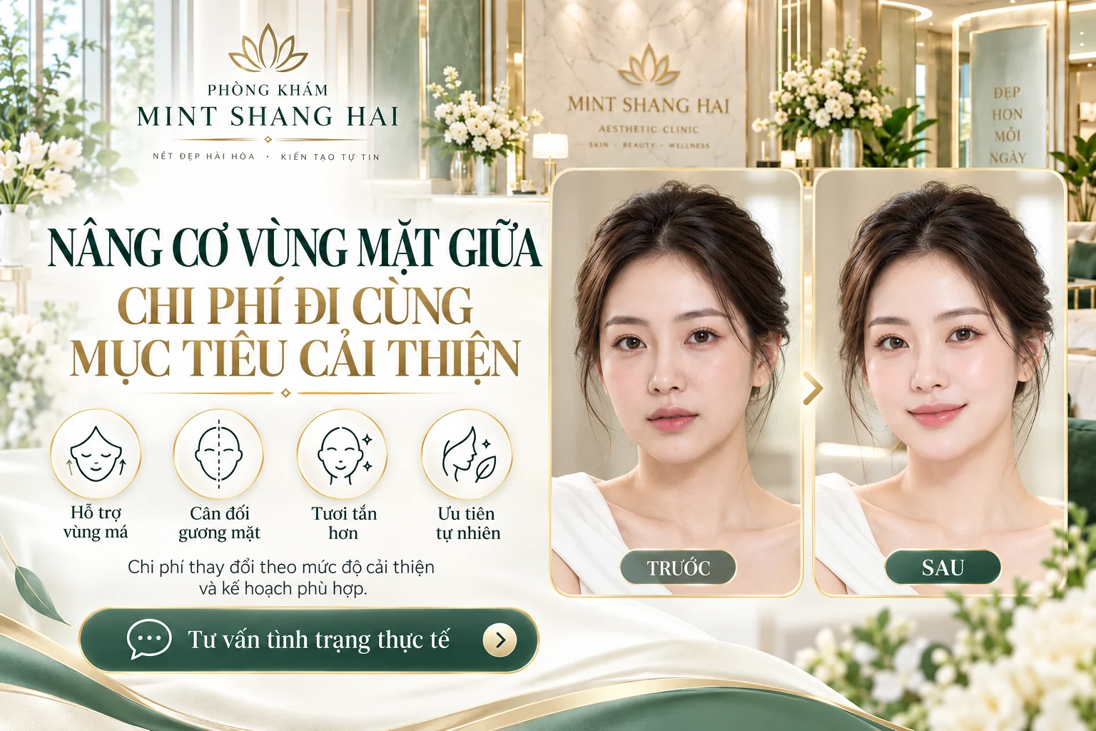 Nâng cơ vùng mặt giữa giá bao nhiêu: phương án ít xâm lấn.