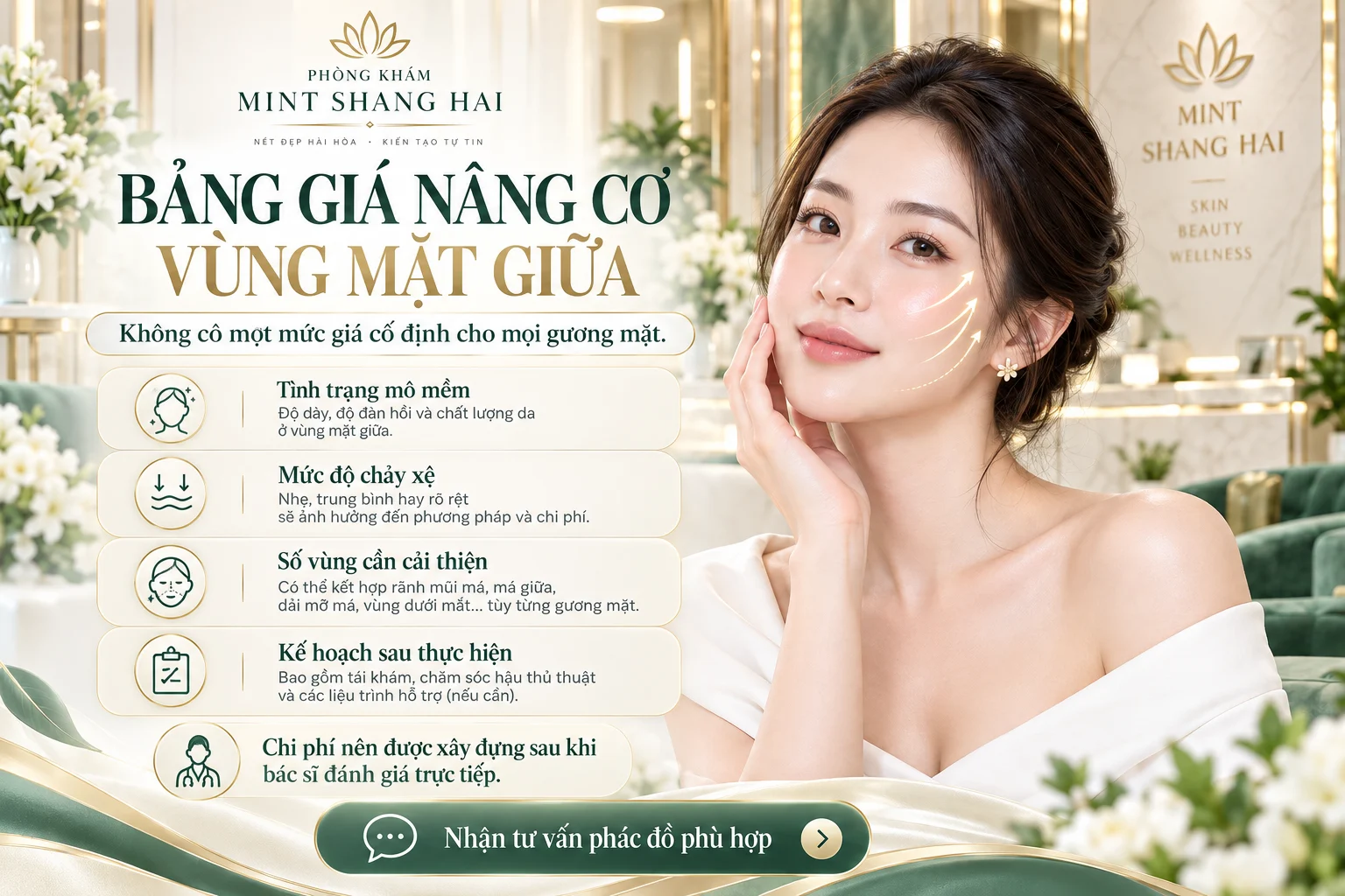Nâng cơ vùng mặt giữa giá bao nhiêu: chăm sóc và tái khám.