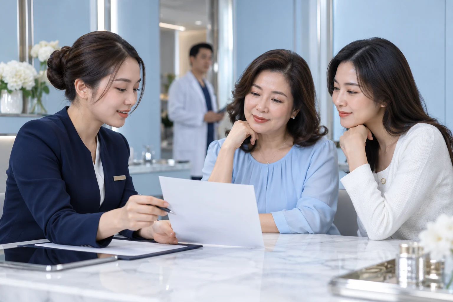Quy trình tư vấn nâng cơ táo – xác nhận lịch và người phụ trách tại Mint Shanghai